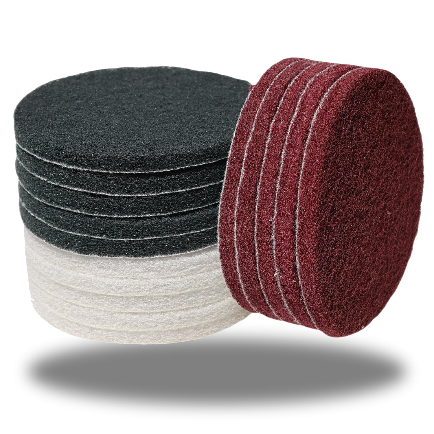 15 Pack 5 Inch Hoop and Loop Multipurpose Scrubber Scouring Pads - Flocking Scuff Pads, Conditioning Discs Polishing Pads for Furniture Automotive Cleaning, Rust Removal