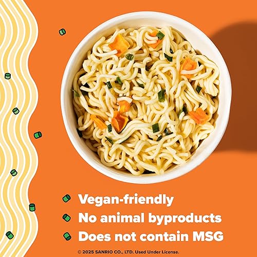 Vista 24 de Hello Kitty - Taza de fideos Ramen instantáneos, paquete de 6 unidades, sabor picante vegano Mezcla de sopa de ramen premium apta para microondas