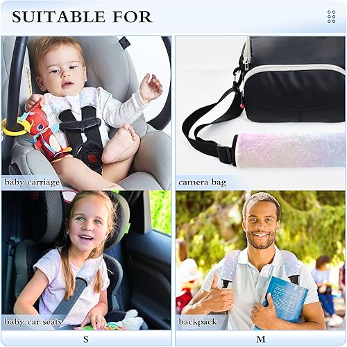 Miniatura 5 de CHIFIGNO Paquete de 2 fundas modernas y coloridas holográficas para cinturón de seguridad de automóvil, almohadilla para cinturón de seguridad de