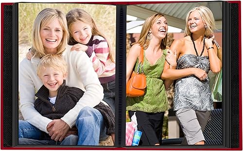 Miniatura 3 de Pioneer Photo - Álbum de 24 bolsillos para impresiones de 5 x 7 pulgadas, tela roja manzana