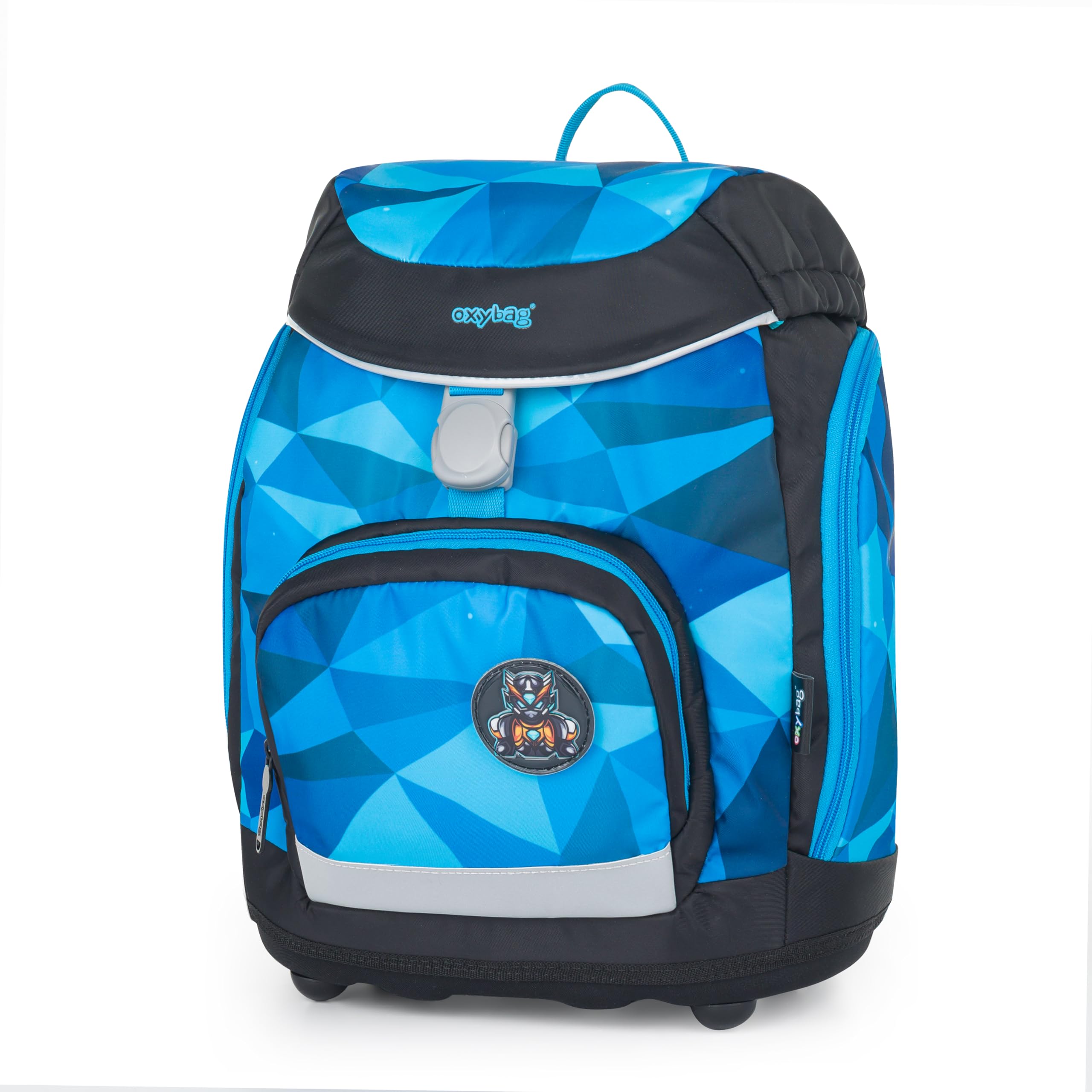 Schulranzen 5 Teilig Robot Ergonomischer Schulrucksack Set Federmappe Turnbeutel & Austauschbaren Patches Leicht Schulset Mädchen Reflektierenden Schultasche für 1. - 3. Klasse Back to School
