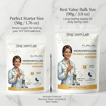 100% Pure Microcrystalline Hydroxyapatite Powder (50g / 1.76 oz) - Premium Remineralizing Powder for Teeth & Enamel Repair, Fluoride-Free DIY Toothpaste Base with Stainless Steel Spoon