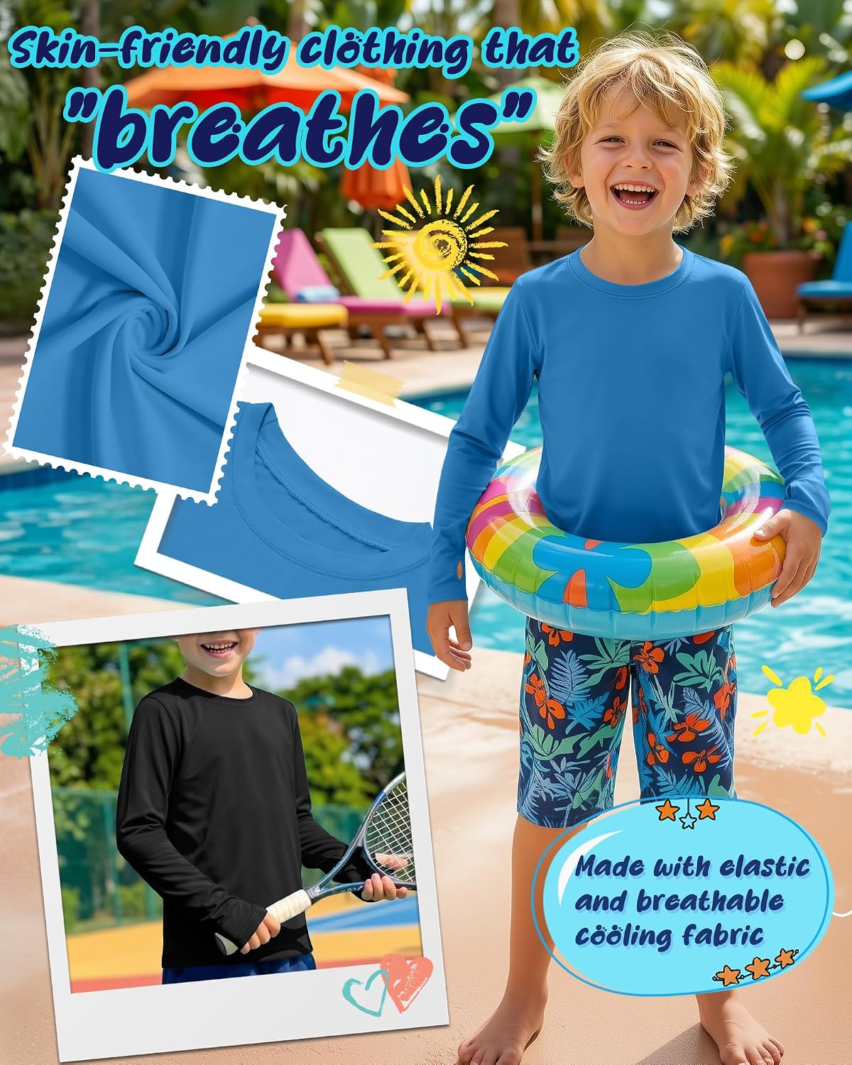 3 Pack Boys Long Sleeve Rash Guard