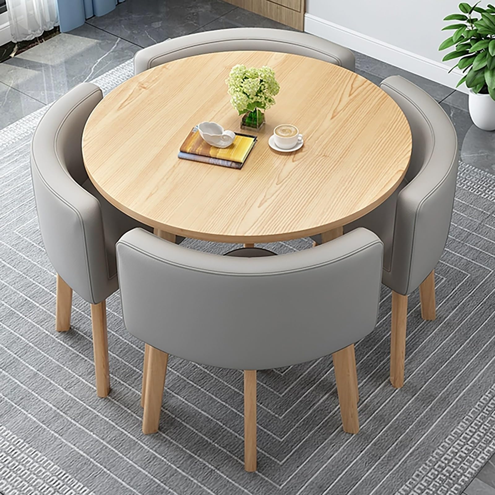 Esstisch Set, Verkaufsbüro, Kitchen Breakfast Bar Table, Büro-Empfangsraum-Clubtisch, für Geschäfte, Besprechungen, Kleine Runde Tische, Büro-Konferenztische(Gray)