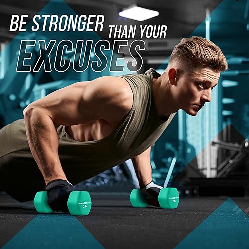 Miniatura 7 de Fitness Republic Juego de 2 mancuernas de neopreno, antideslizantes, forma hexagonal, pesas libres para tonificación muscular y fortalecimiento de