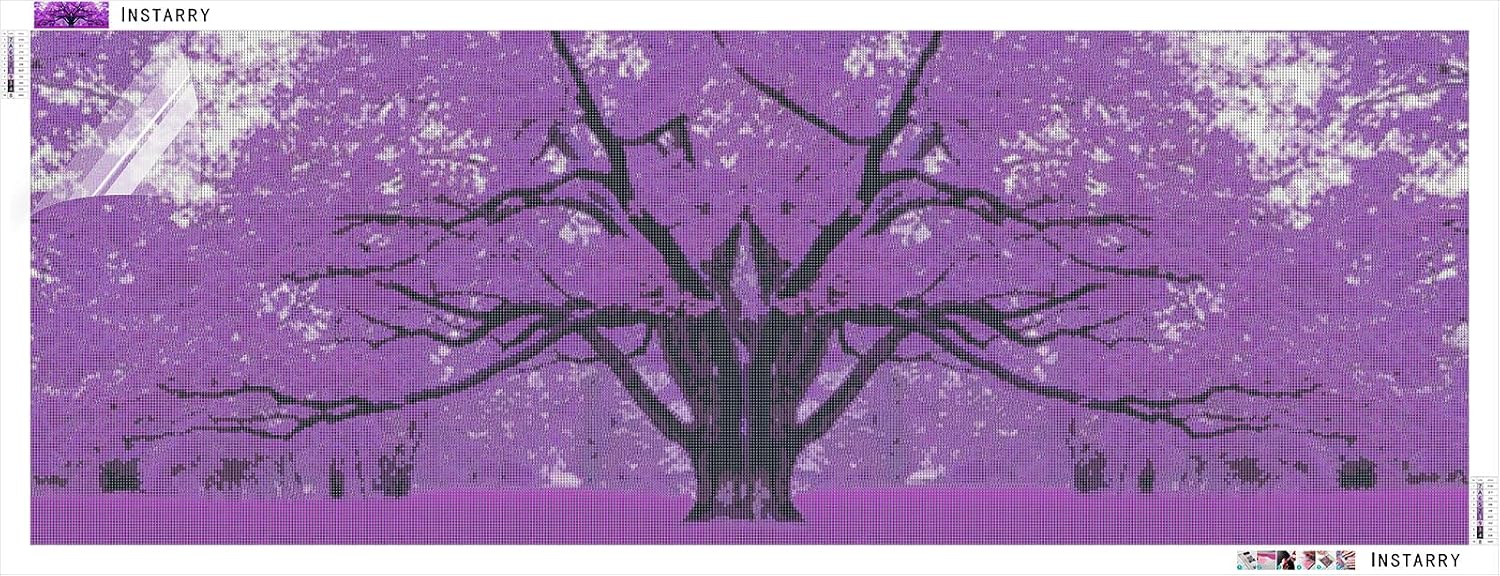 Instarry 5D DIY Diamond Painting Large Size Purple Tree Mosaic Crystal Embroidery Wall Decor Art Set 47.2x19.7 inch image 4