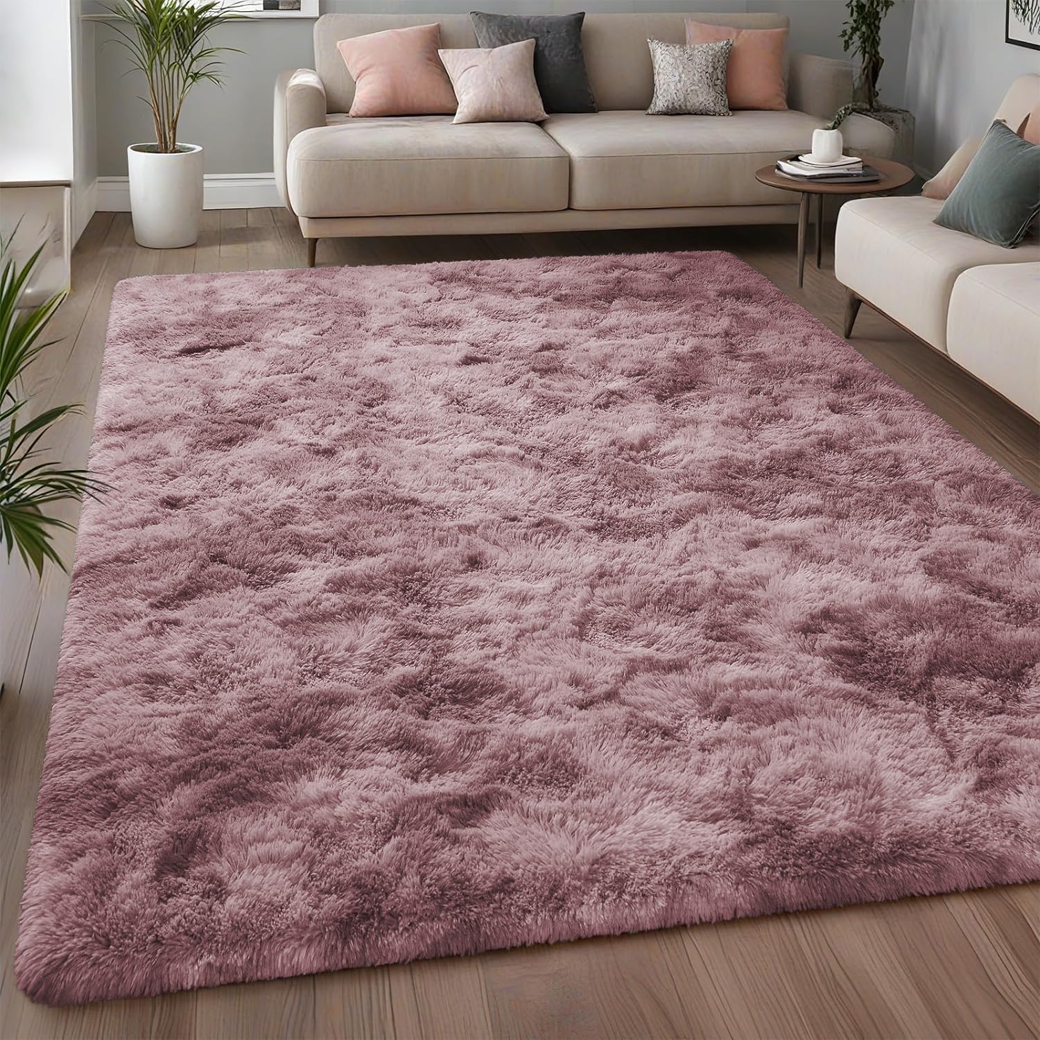 Aspire Homeware Rugs Living Room, Tie-Dye Pink Lilac Area Rugs for Bedroom Anti Slip