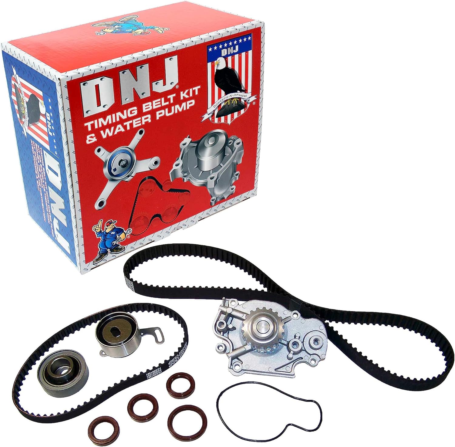 DNJ TBK225WP Timing Belt Kit with Water Pump for 1992-1996 Honda Prelude 2.3L L4 16V DOHC 2259cc