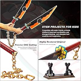 Jorumo Sword Building Set, 82in Double Blade Tengen Uzui Sword Building Block with Stand, Handmade Cosplay Anime Sword Toy Building Set for Collecting and Gifting 1478Pcs