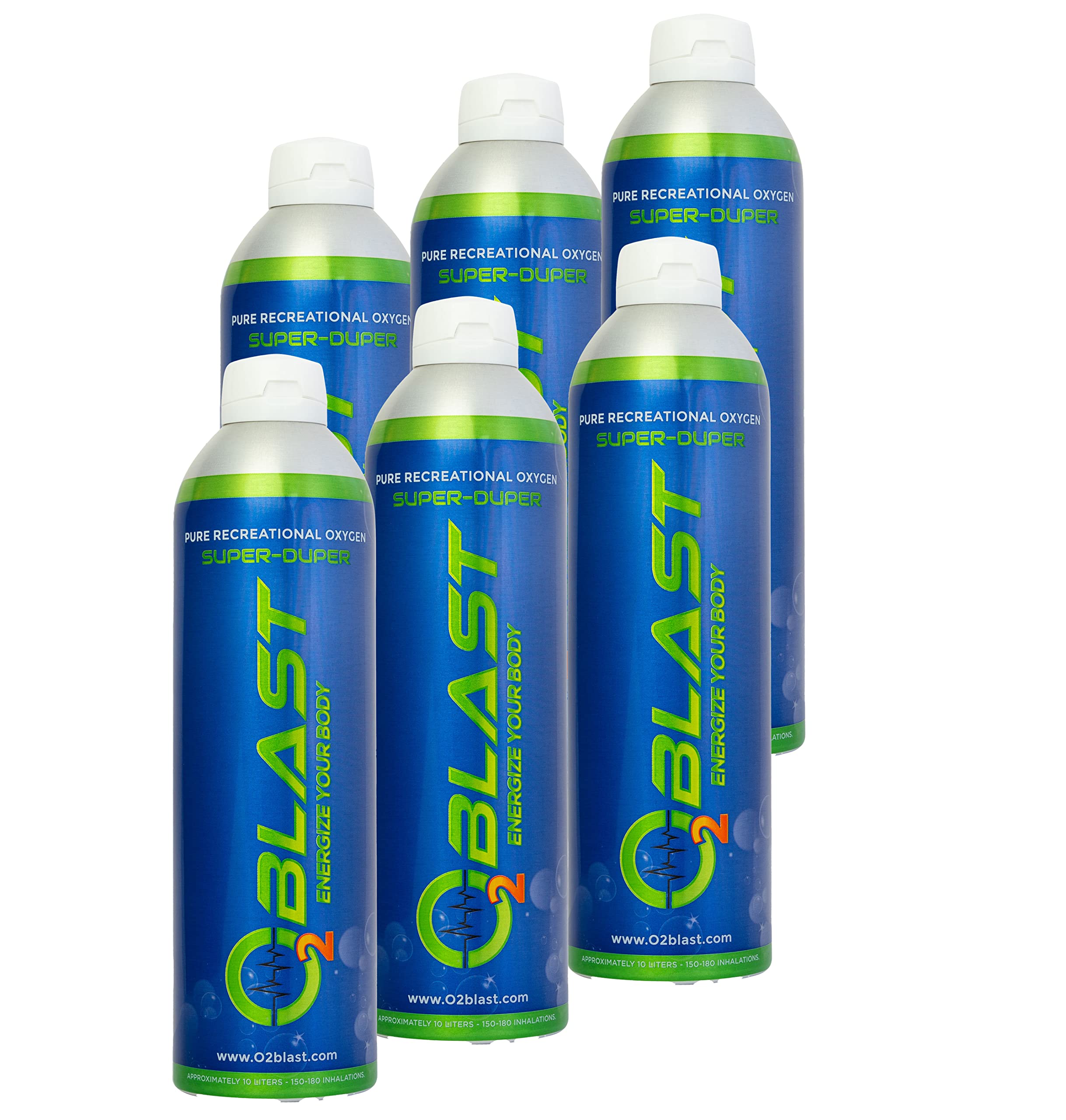 Buy O2 Blast Oxygen Cans, 10 Liter 6 Pack 99.7 Pure Oxygen Canisters
