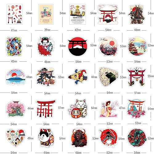 Miniatura 2 de Calcomanías japonesas, 61 unidades, calcomanías de trabajo, estéticas, impermeables, paquete de calcomanías para botella de agua, laptop, adultos,