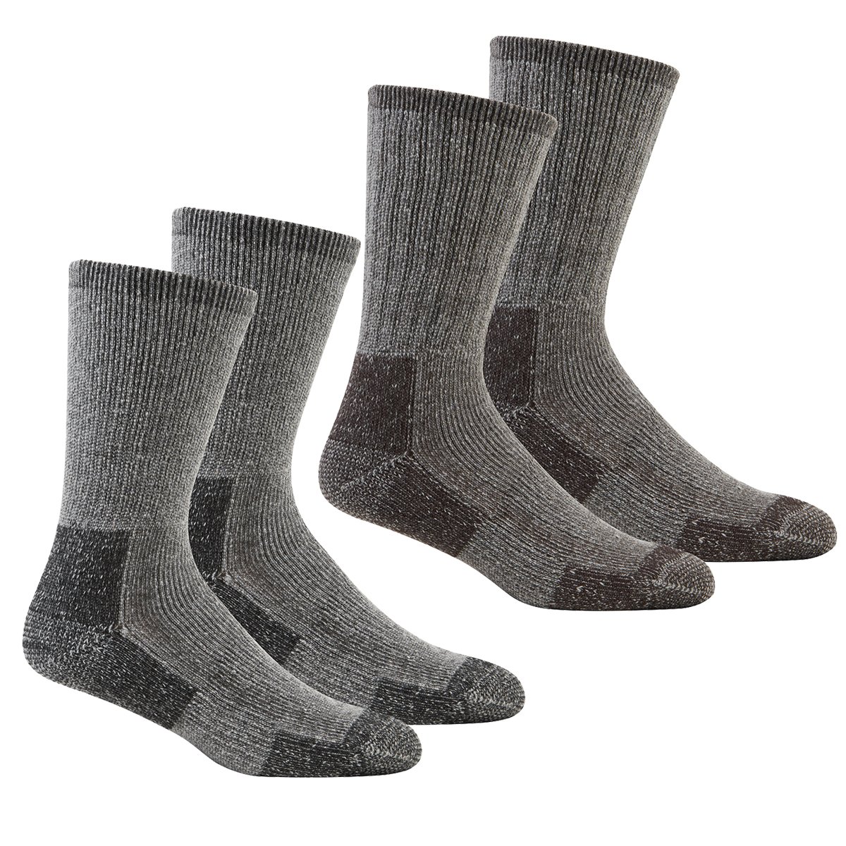Metzuyan Men's Thick Work Socks - Cushioned Sole , M, Black and Brown - 4 Pairs