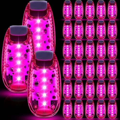 Miniatura 13 de 30/60/100 piezas de luz LED para correr nocturna de alta visibilidad, accesorios de seguridad con clip en luz estroboscópica intermitente para Rojo