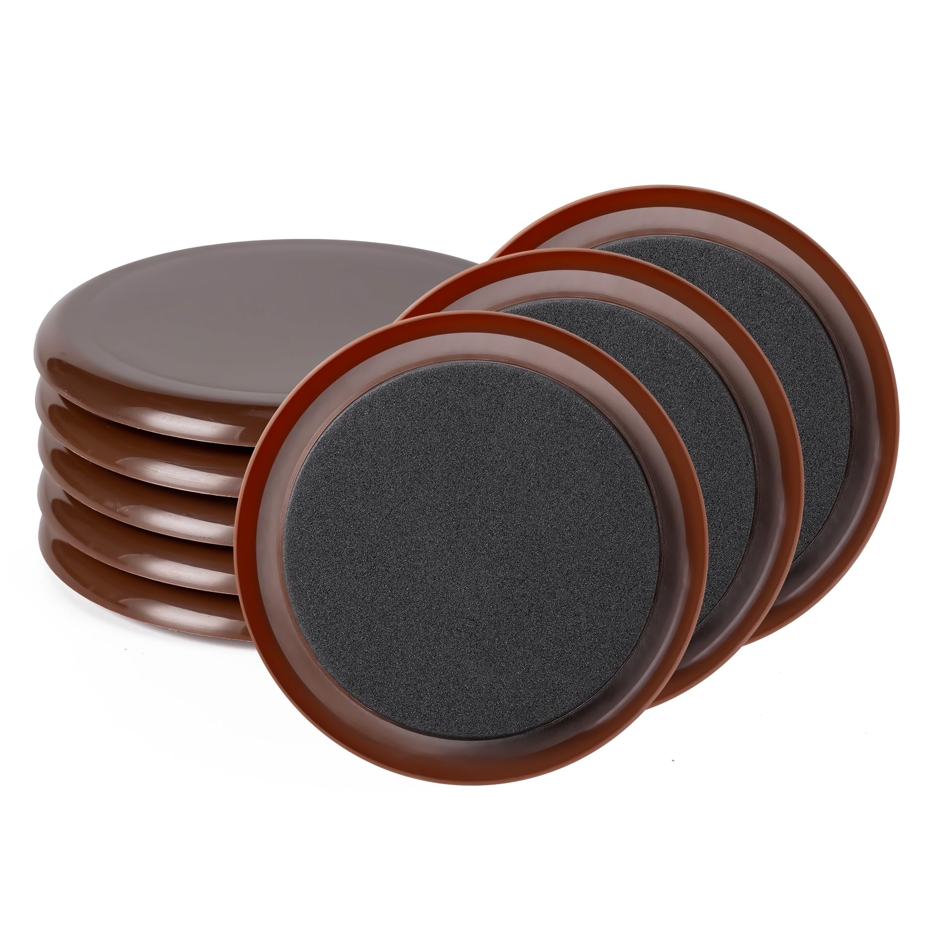 Furniture Sliders, Furniture Sliders Pads for Hardwood Floors, Chair Legs Floors Protectors, Reusable Round Glides Glider, Heavy Duty Furniture Movers Sliders (8 Pcs, 3 1/2inch，Coffee)