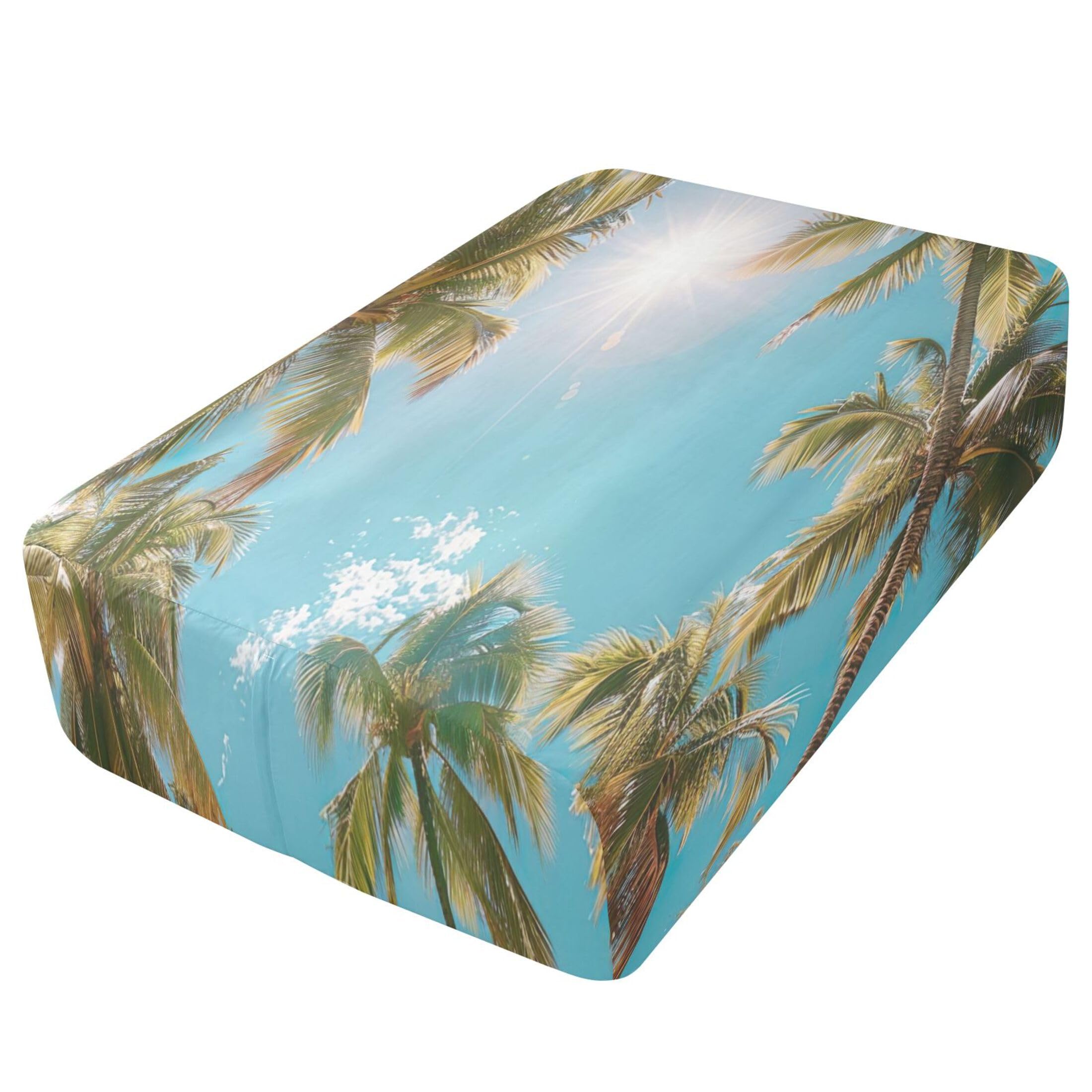Palm Trees - Sábana bajera ajustable individual para colchón de aire, bolsillo extra profundo de 24 pulgadas, funda suave y transpirable con apertura de válvula de cremallera para cama de
