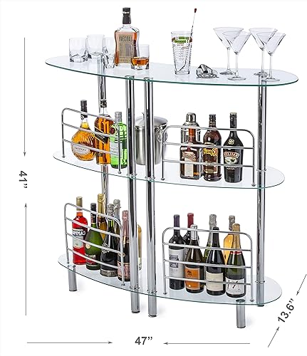 Miniatura 2 de Mango Steam Mesa de Bar para el Hogar - Unidad de Bar Contemporánea y Moderna para el Hogar, Barra de Licor con Estantes de Almacenamiento de 2