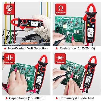 UNI-T UT210e Digital Clamp Meter AC DC Amp Meter Clamp Multimeter True RMS 2000 Counts Voltmeter Continuity Tester Capacitor HVAC Tool Multi Tester