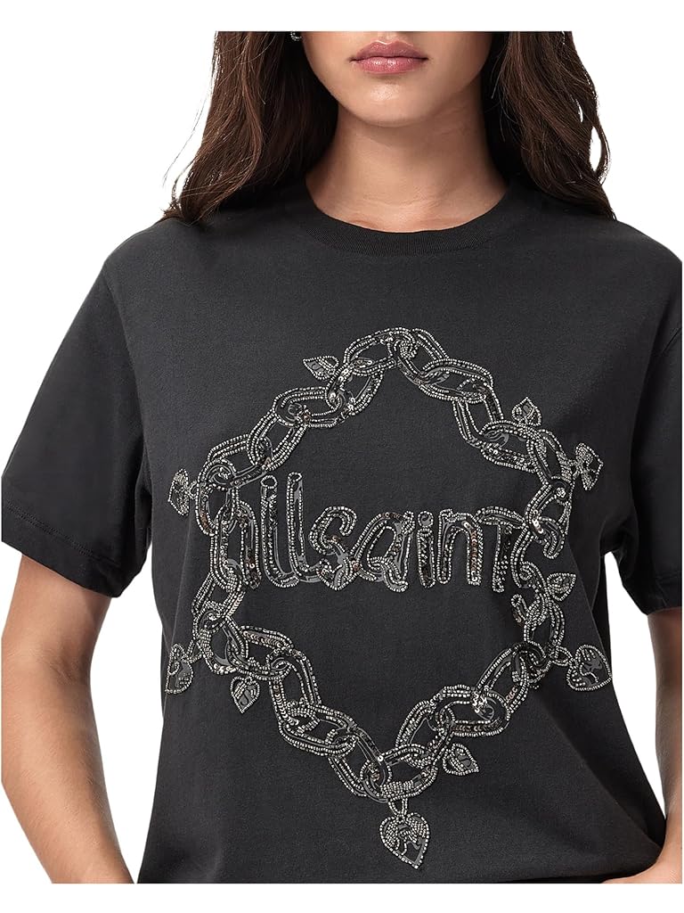 Black AllSaints Drip Emb Bf Tee