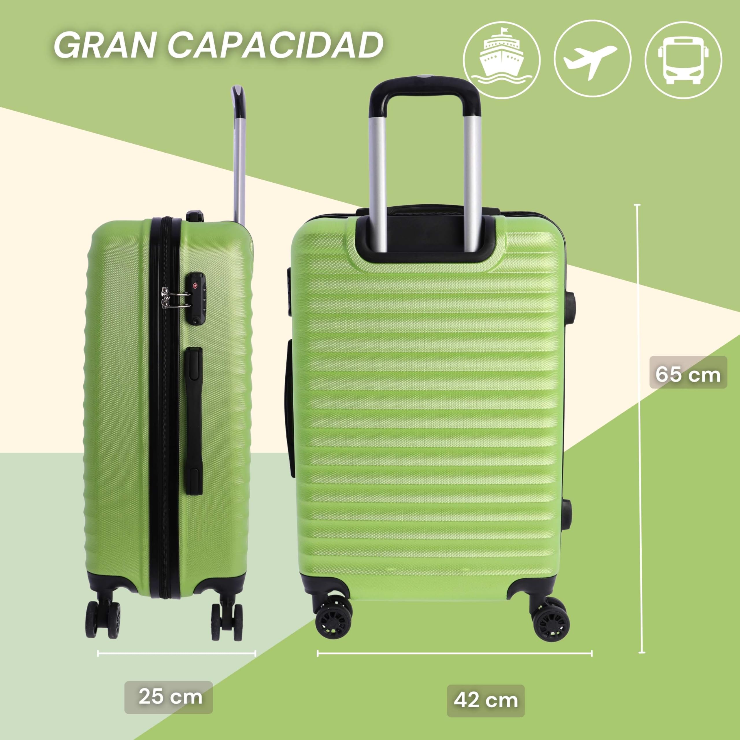 DON ALGODON Maleta Mediana 23 kg | Maleta de Viaje Rígida con 4 Ruedas Dobles 360º, Candado TSA y Asa Telescópica | Equipaje Resistente al Agua para Viajes en Avión - 2