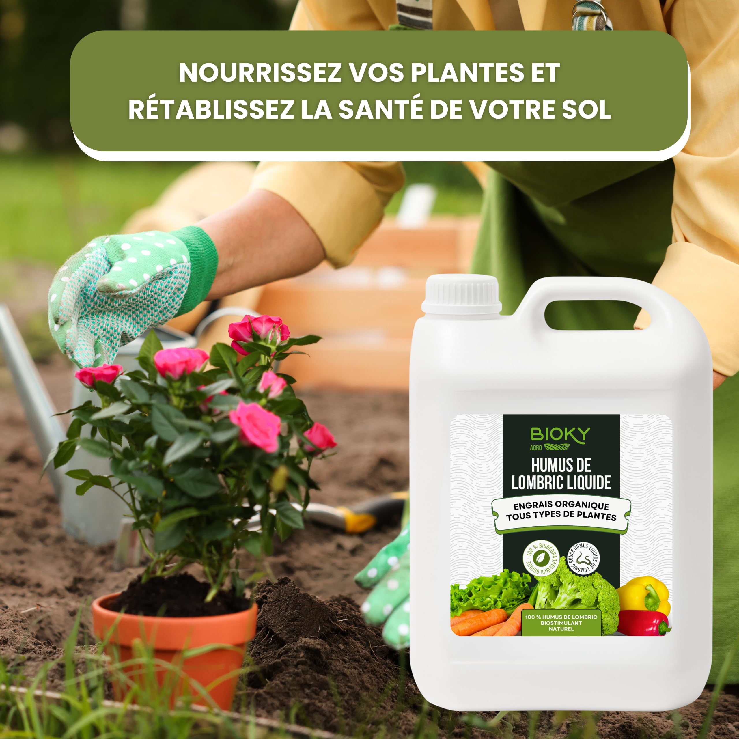Humus de Lombric Liquide 5 L – Terreau liquide & Substrat Organique – Réparation Naturelle du Sol – Améliore la Qualité – Haute teneur en Microbes et Acides Humides – Cosses plus Productives
