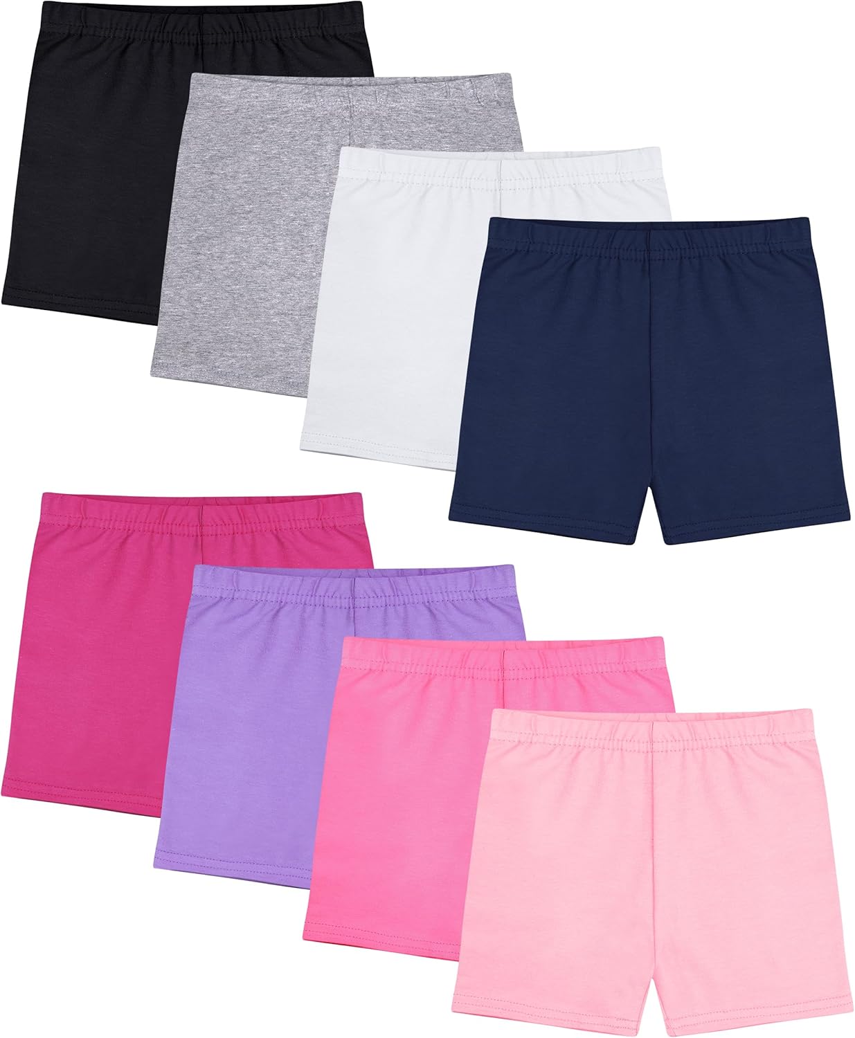FEQO 8 Pack Cotton Girls Bike Shorts Girls Cartwheel Shorts Under Dress Dance Short for Girl Multi-Color
