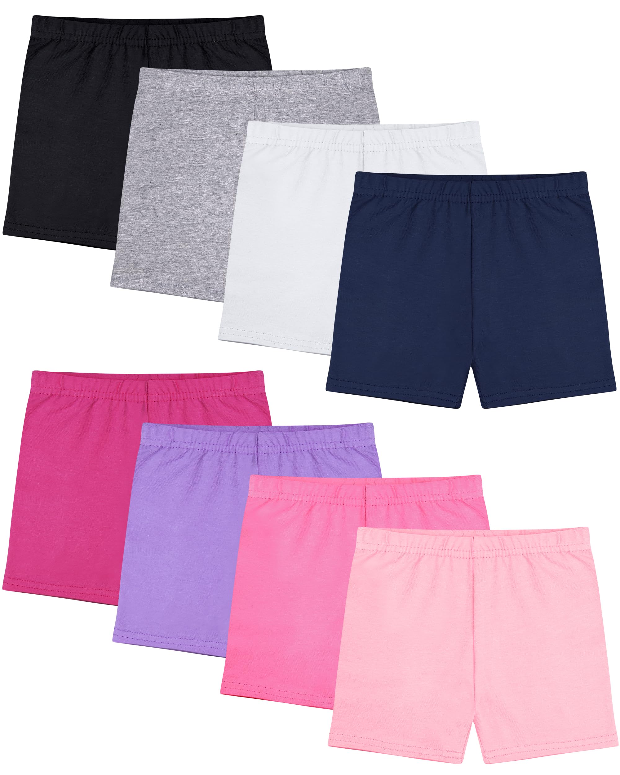 FEQO 8 Pack Girls Bike Shorts Cotton Cartwheel Shorts Under Dress 5-14Year