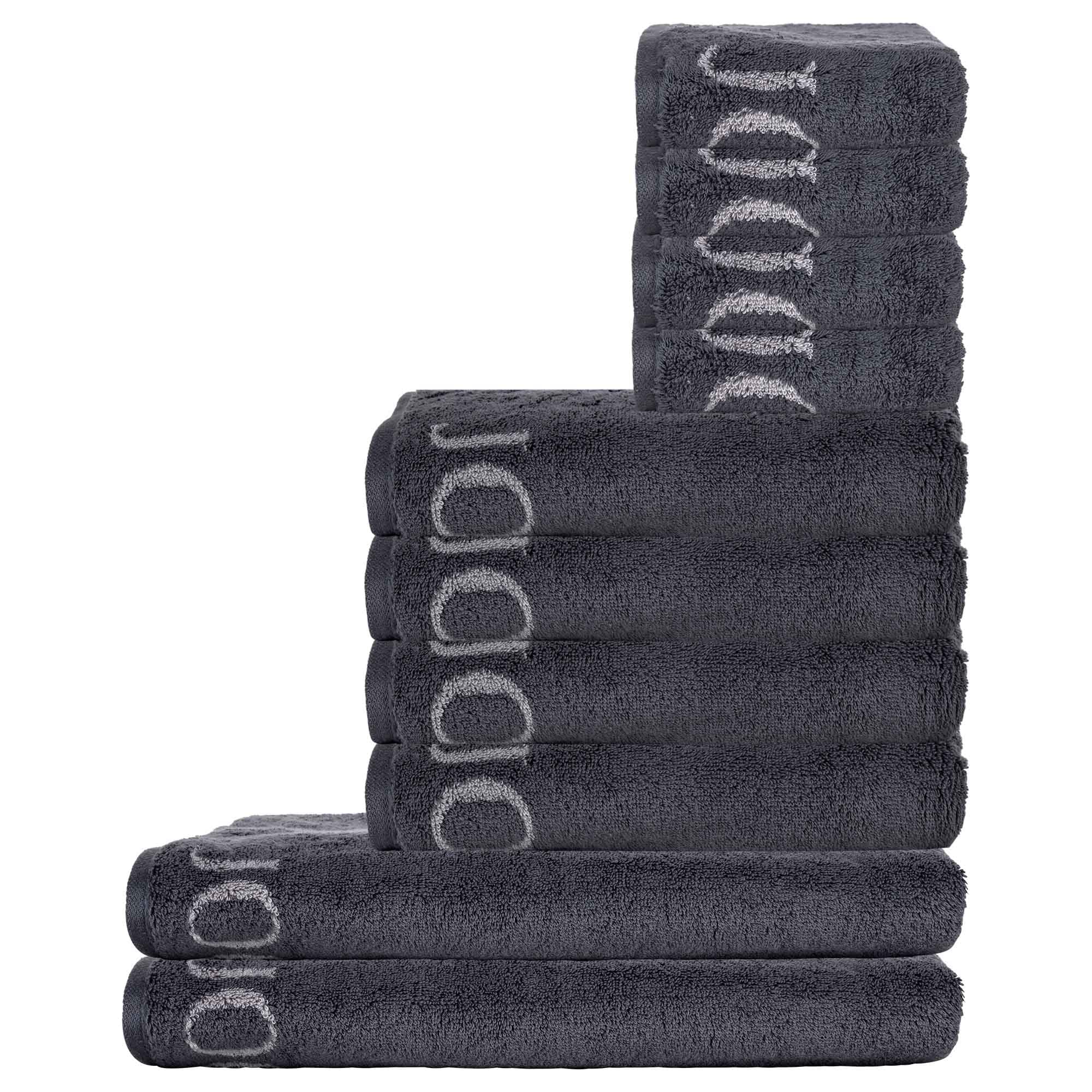 Joop! Juego de toallas clásicas, 2 toallas de ducha, 4 toallas de mano, 4 toallas de invitados, juego de 10 toallas de invitados, color antracita
