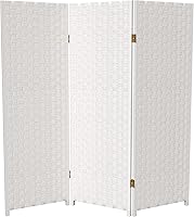 Vista 86 de Pantalla plegable de fibra tejida corta de 4 pies - Crema - 4 paneles