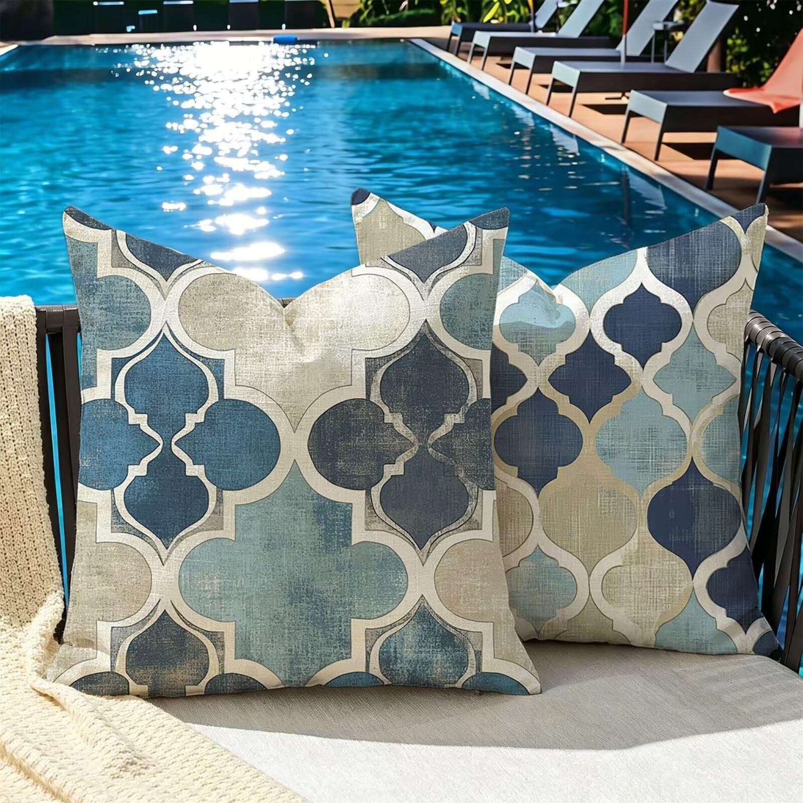 Coussin Exterieur Impermeable Coussin 65x65cm Lot de 2 Nordique Abstrait