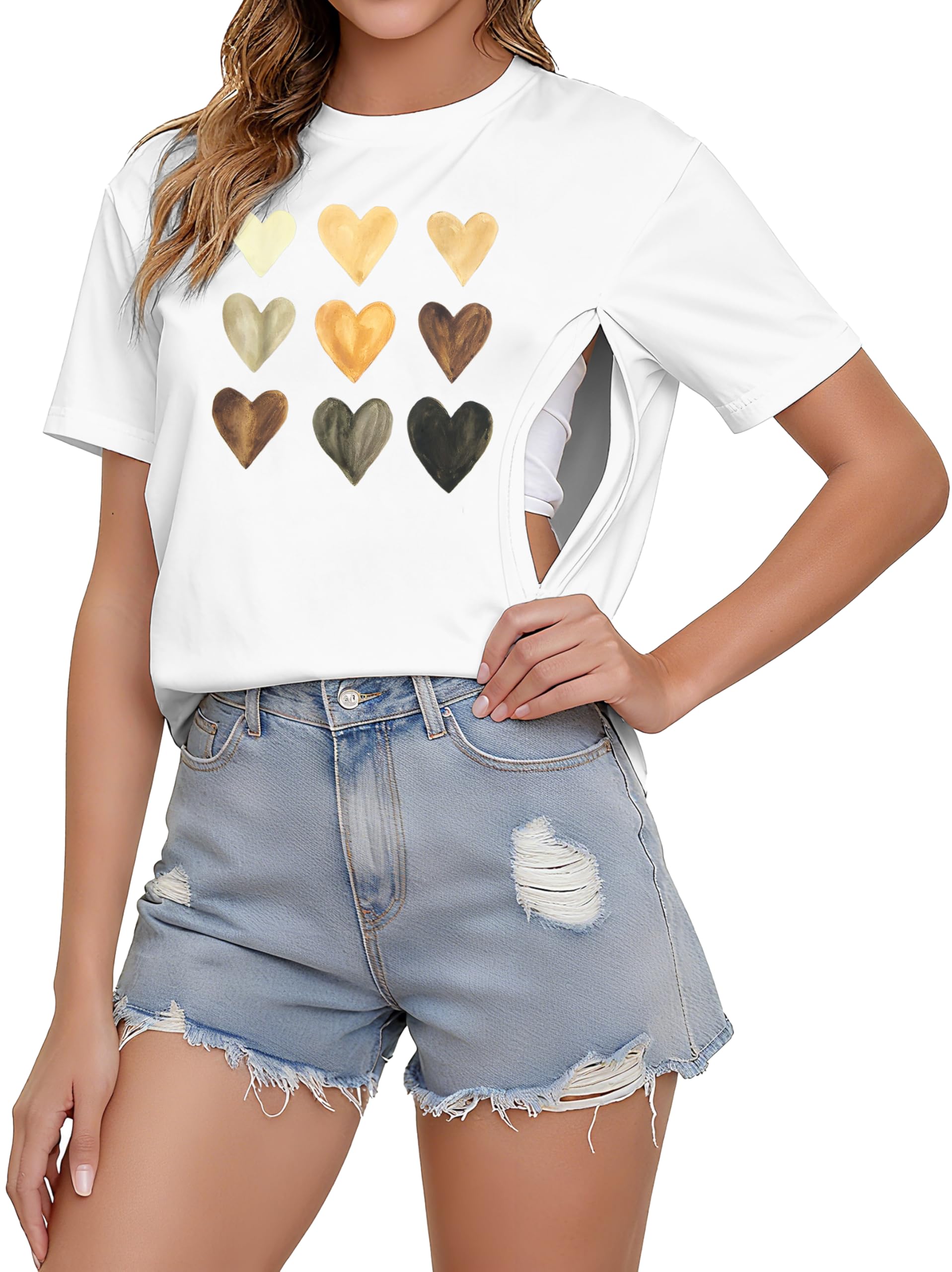 UNIQUEONE Hidden Zipper Nursing Tee
