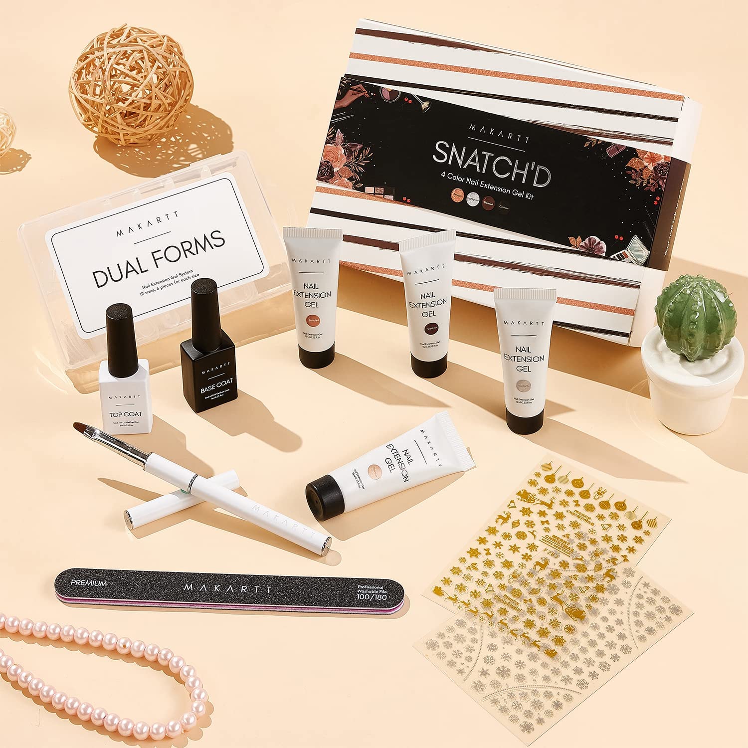 Slip Solution with Nude Snatch’d Poly Nail Gel Kit Bundle, 3 in 1 Formula Nail Cleanser Nail Polish Remover Slip Solution, Gel Extension Nail Kit Glitter Manicure Set Nail Extension Kit