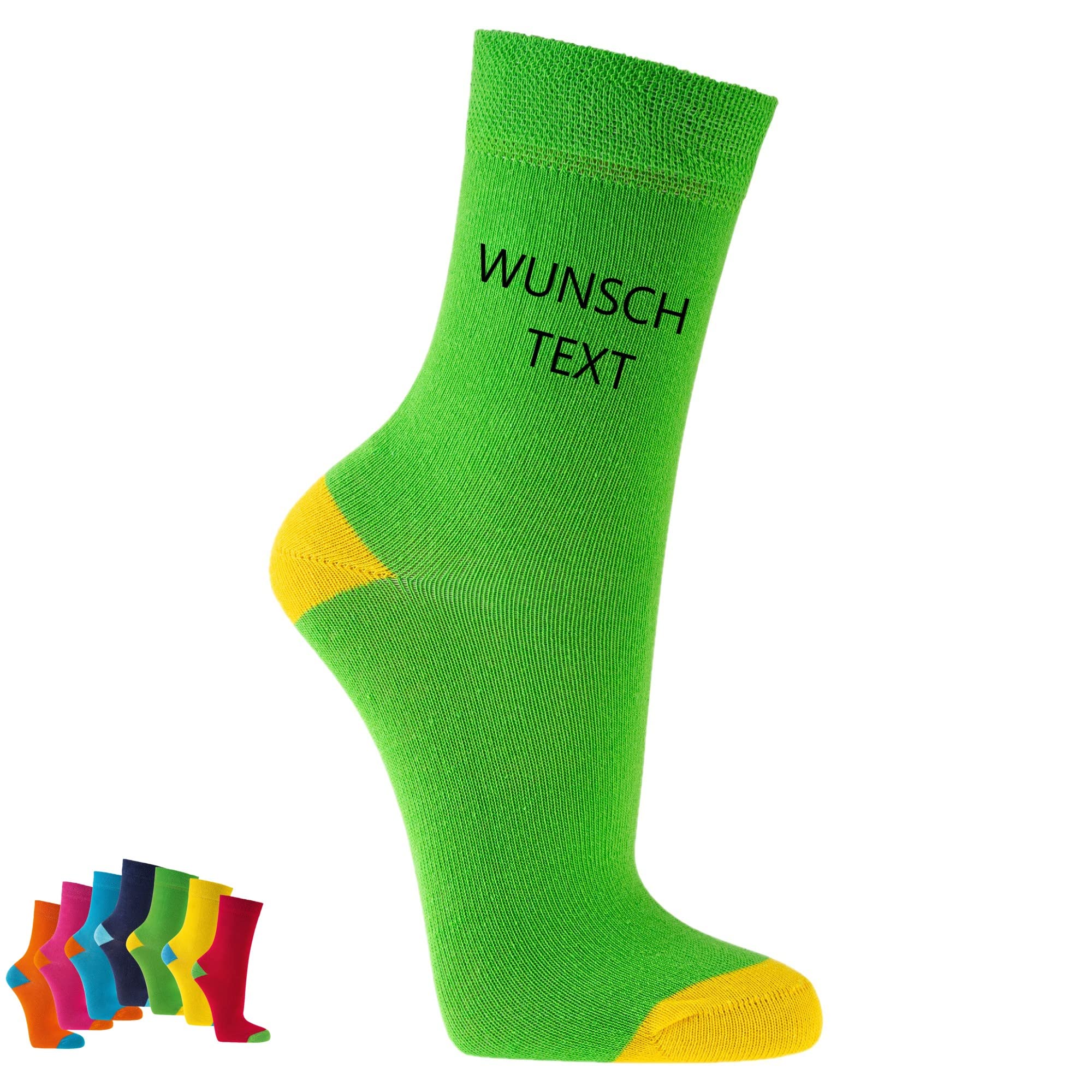 Kindersocken mit Name bestickt bunte Socken besticken für Kinder personalisert als Geschenk (35-38, Grün)