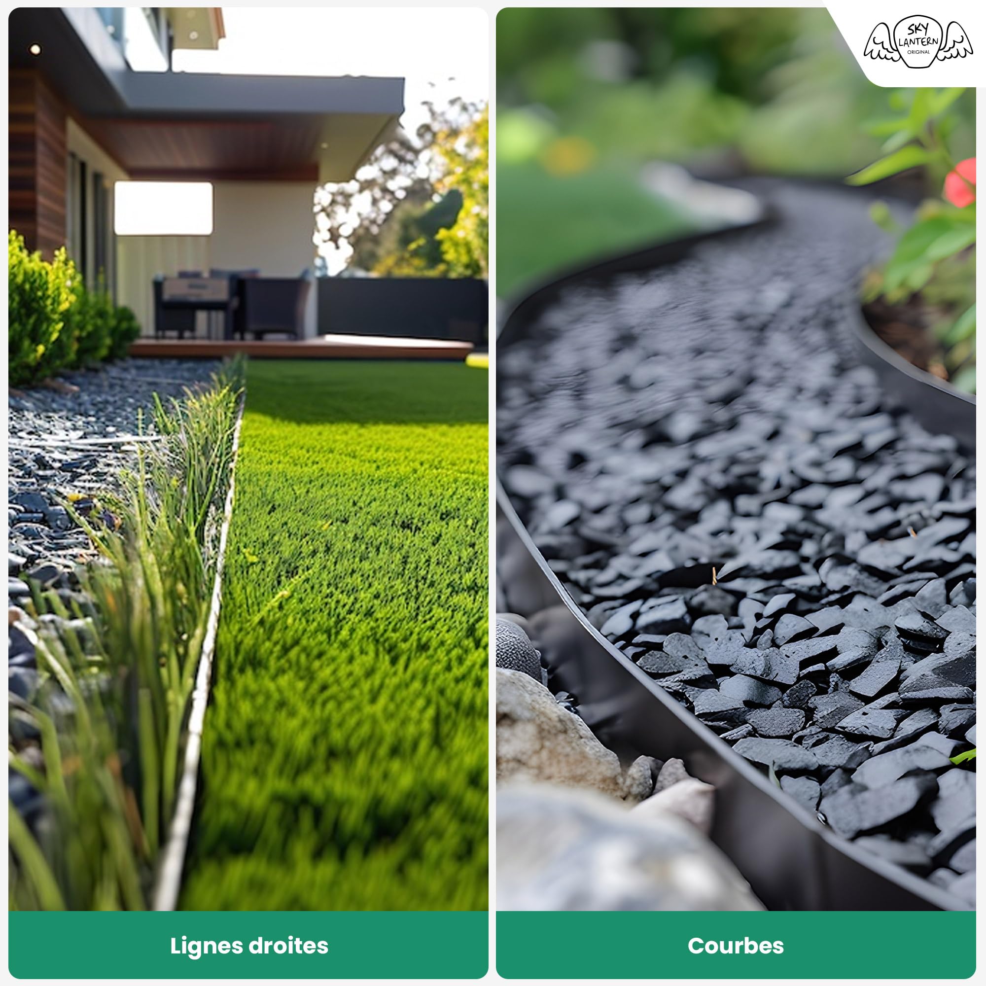 Rullo bordo giardino esterno 10 m in plastica nera con 30 picchetti, bordo da giardino flessibile, resistente alle intemperie, ideale per vialetti e aiuole, perfetto per salotto da giardino all'aperto