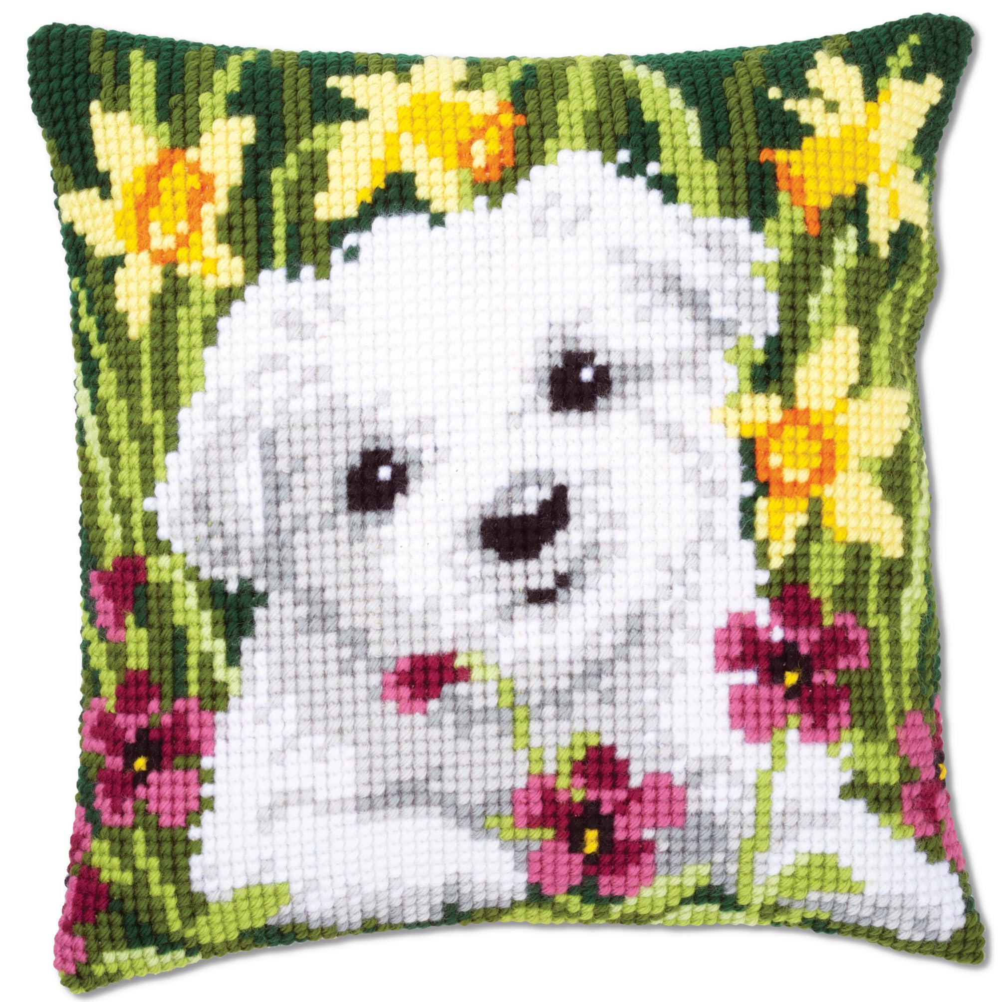 Vervaco Cross Stitch Cushion Kit Westie in Daffodils 16