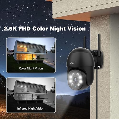 Miniatura 5 de ENSTER Cámara de seguridad de 2.5K 4MP para exterioreshogares, cámara WiFi 0.18 oz, bandas dobles de 2.4G5GHz, cámara IP PTZ de 360 para exteriores