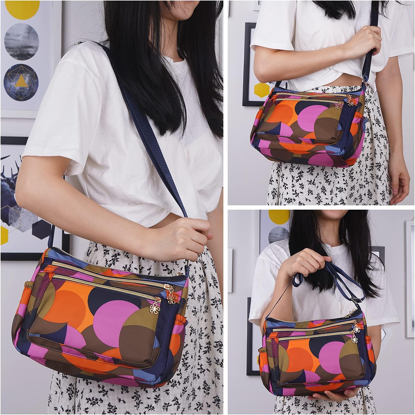 NOTAG Nylon Purses Lightweight Shoulder Bags Multipockets Crossbody Handbags with Adjustable Shoulder Strap | Nylon, Lightweight, Multipockets - Image 2