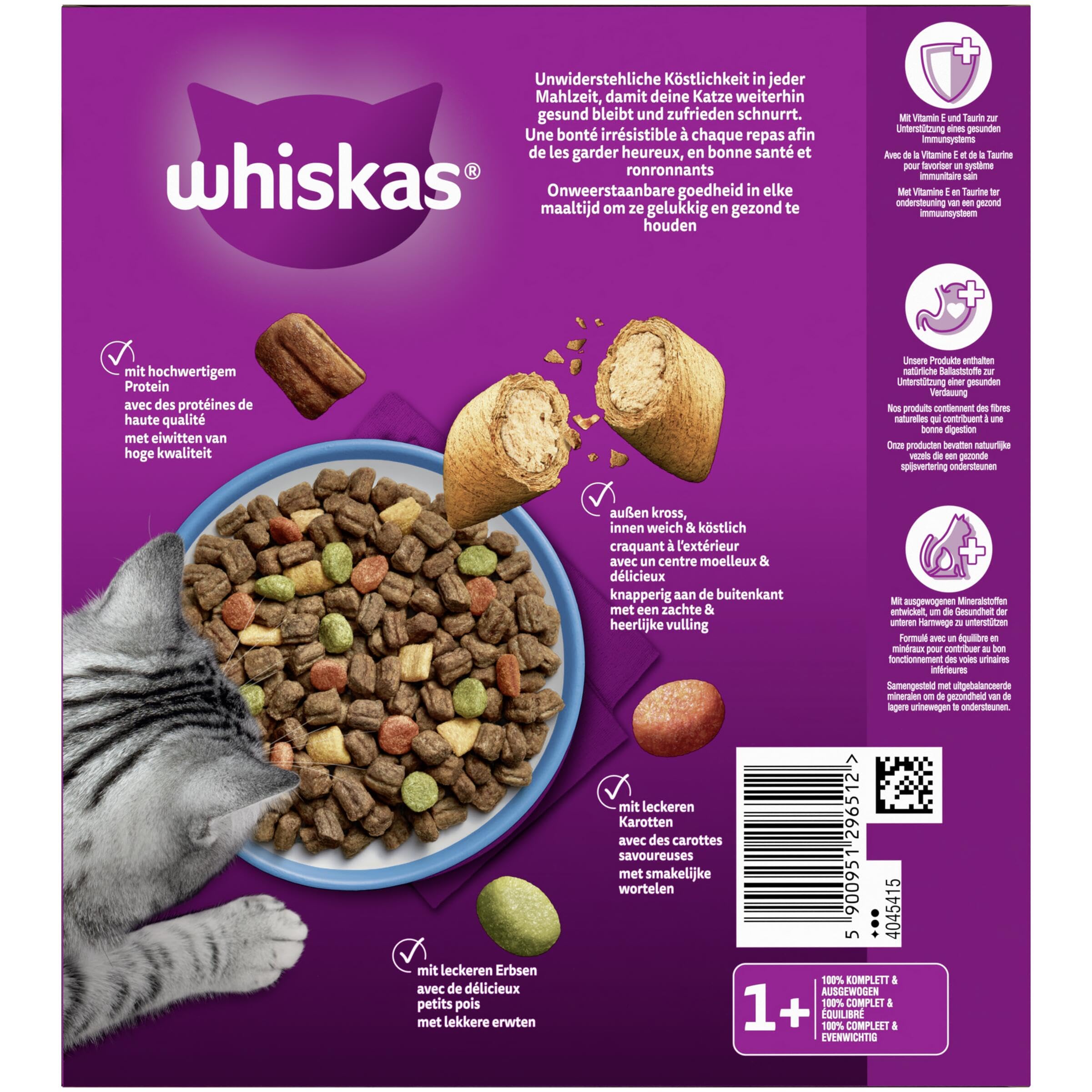 WHISKAS Trockenfutter für ausgewachsene Katzen 5 x 800g mit Thunfisch