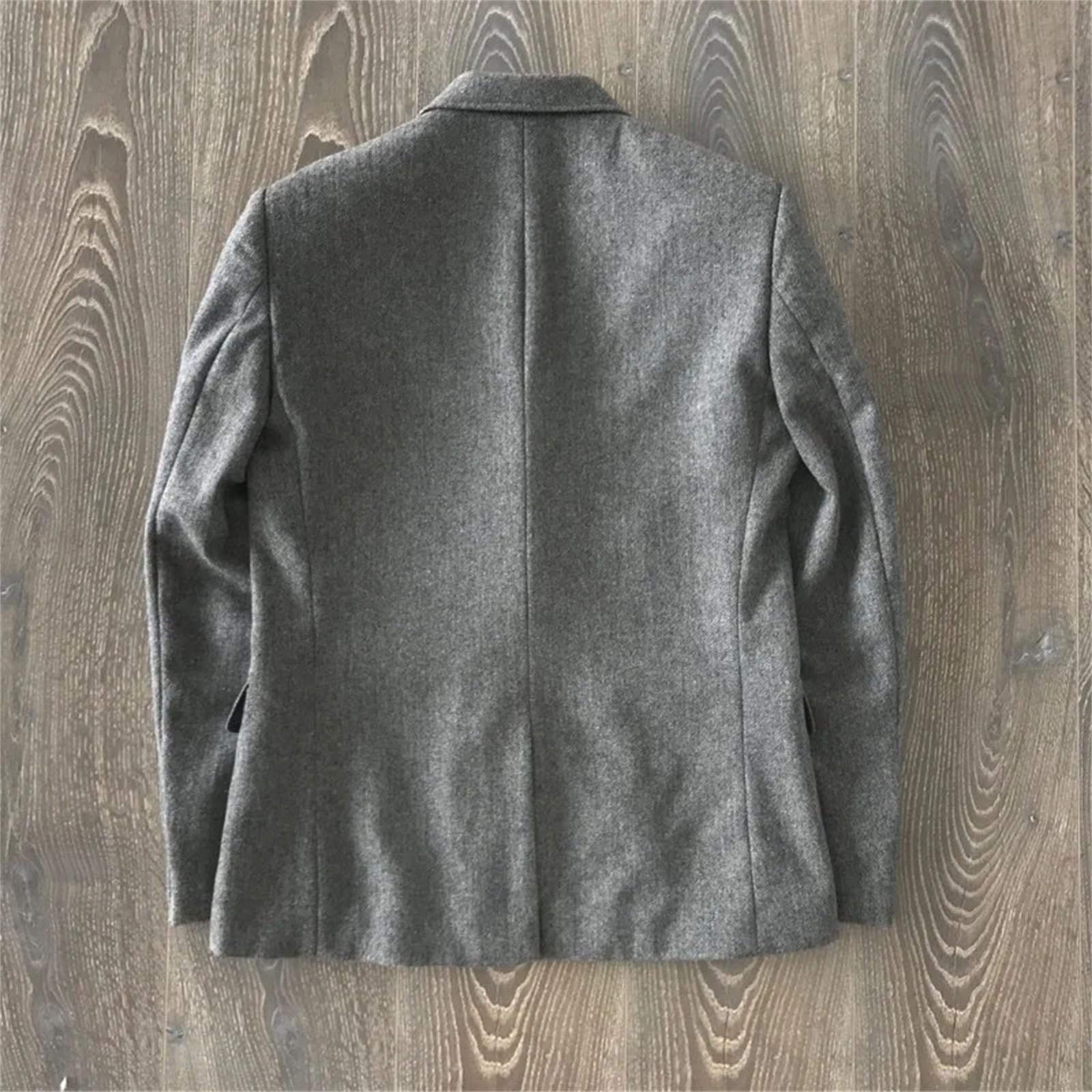 Abito da uomo a maniche lunghe in lana tweed monopetto retrò a righe slim fit alla moda blazer cappotto