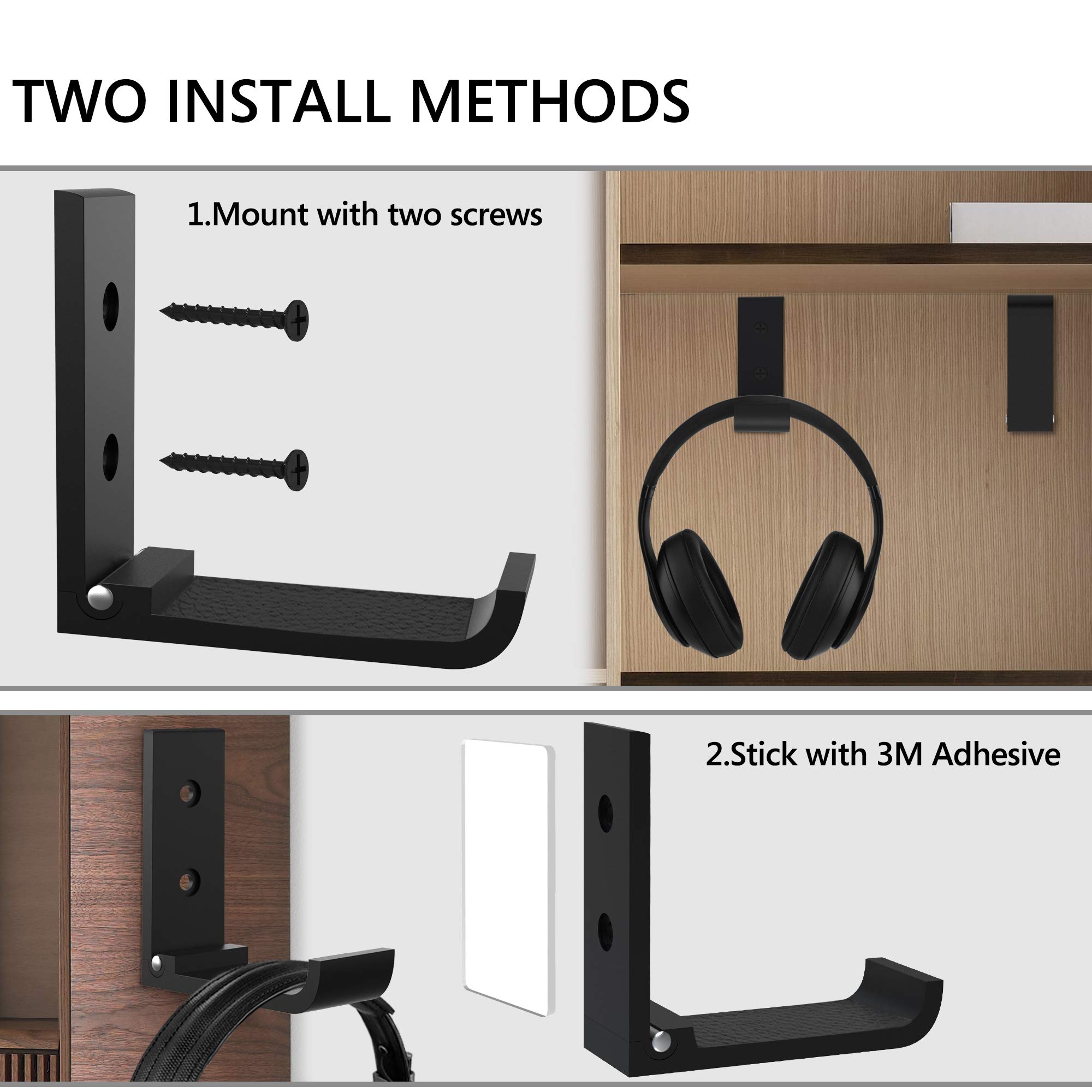 Geekria 2er Set Kopfhörerständer, faltbarer Wandhalter, strapazierfähiger Aluminium-Kopfhörerhalter mit Schutzpolster, universell kompatibel mit Bose, Sony, JBL, Sennheiser