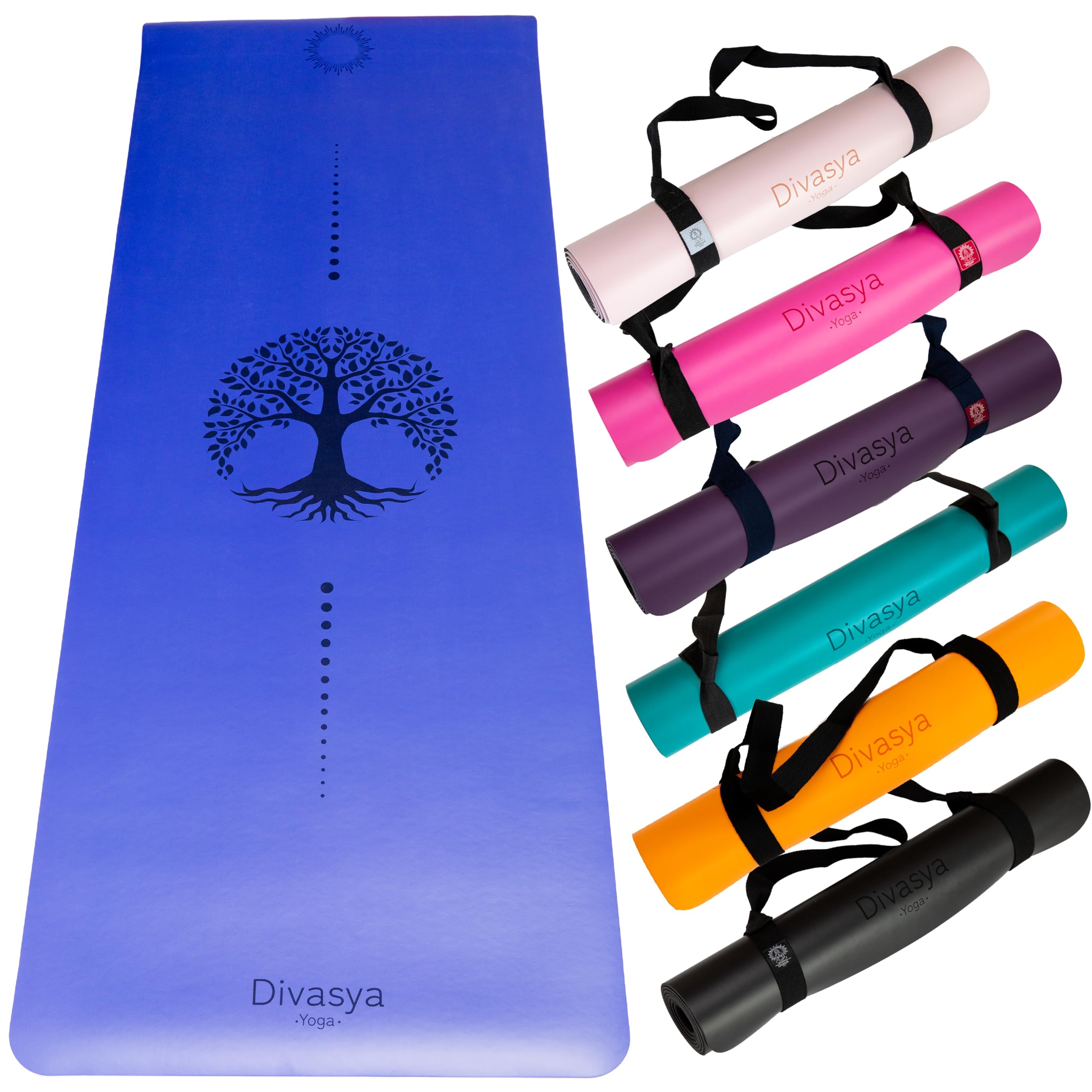 esterilla yoga antideslizante caucho natural, esterilla yoga gruesa máximo agarre, colchoneta yoga, extra ancha y gruesa (185x68x0,45cm), con correa de transporte, pilates