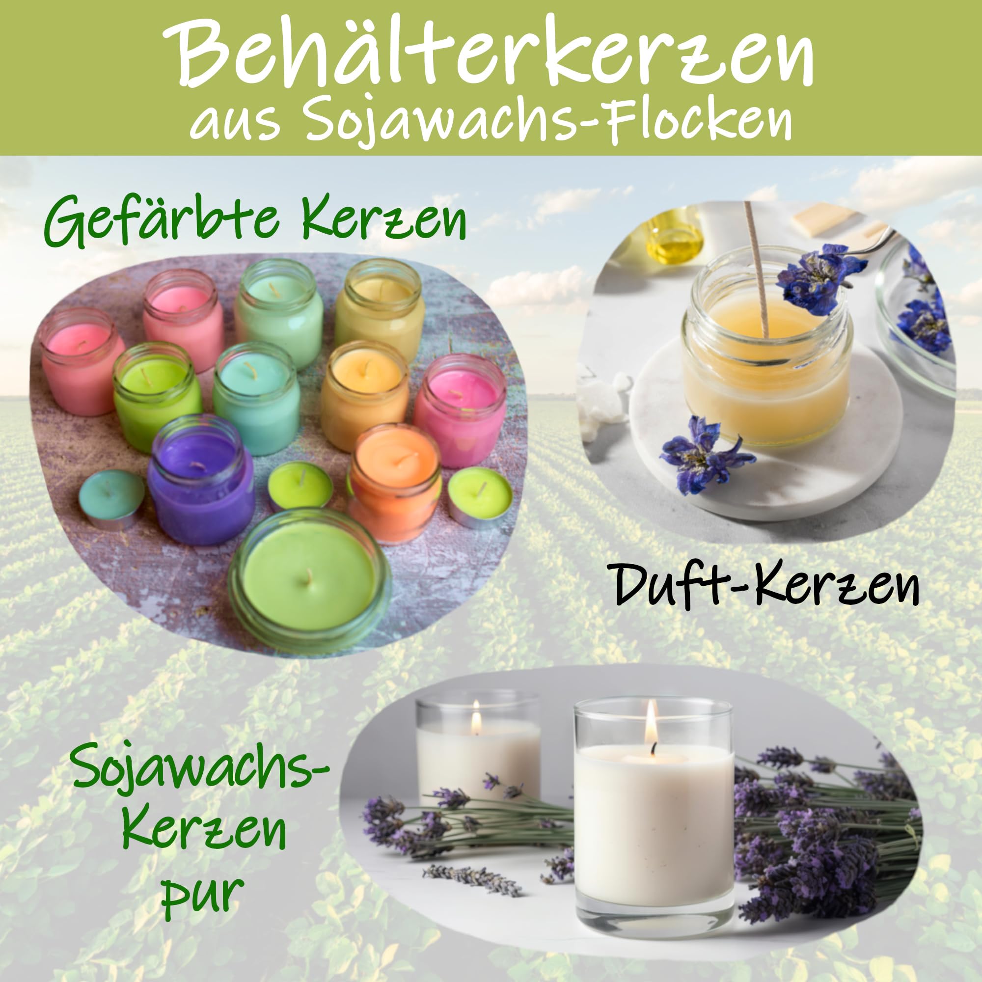 Premium Sojawachs Flocken 5 kg | natürlich | nachhaltig | palmölfrei | Kerzenwachs für DIY Kerzen in Gläsern Dosen Schalen Behältern - Größen bis 20 kg