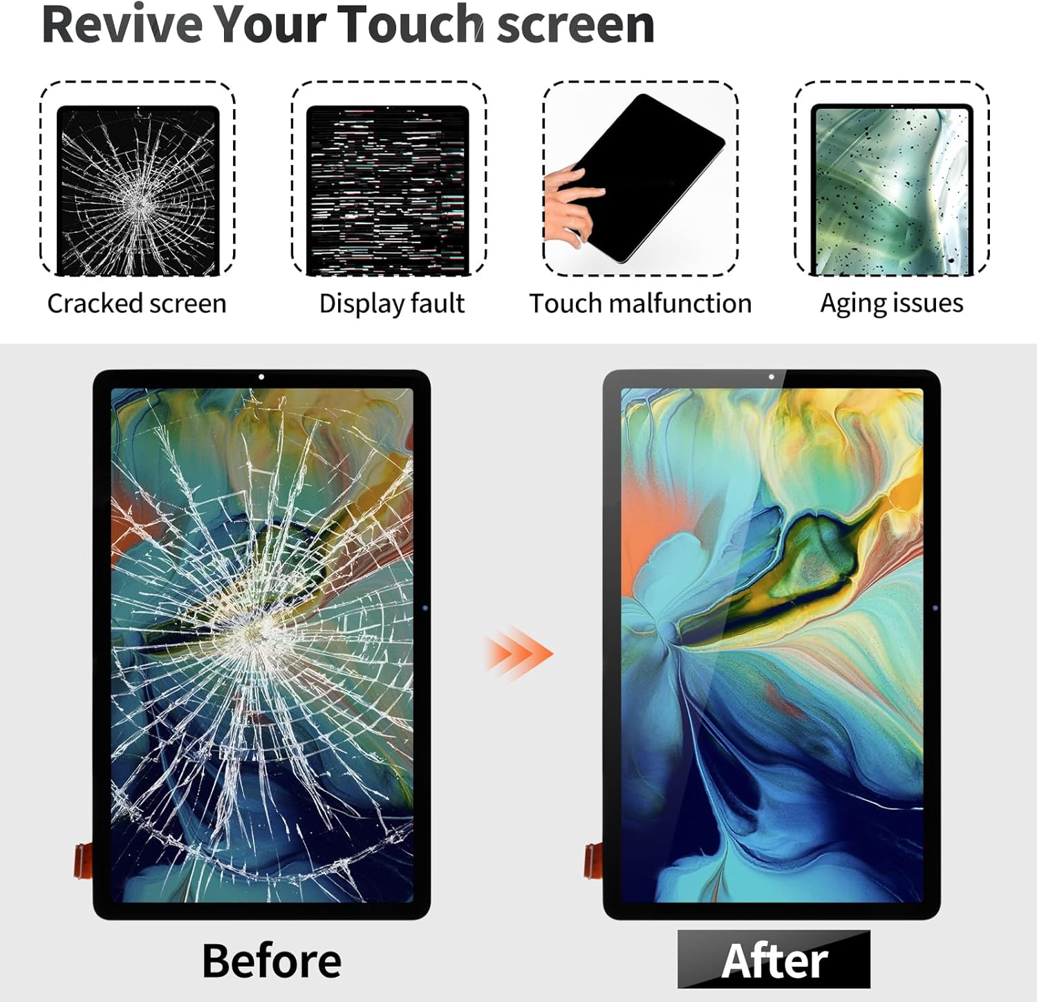 for Samsung Tab S6 Lite LCD Display Replacement for Samsung Galaxy Tab S6 Lite 10.4 Digitizer Screen Replacement for Samsung SM-P610 Touch Screen Assembly Repair Kits SM-P610N SM-P615 Black