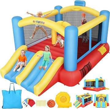 AKEYDIY Bounce House for Kids,13 x 12ft Obstacle Course Bounce House Jump n Slide for 3-12 yr Kids, Inflatable Bouncy House with Double Slides&Large Bounce Area - Bouncy Castle for Indoor/Backyard