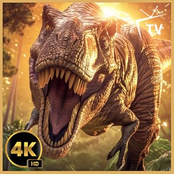 proteção de tela t-rex forest - vídeos realistas de dinossauros com música, relógio e exibição do tempo.