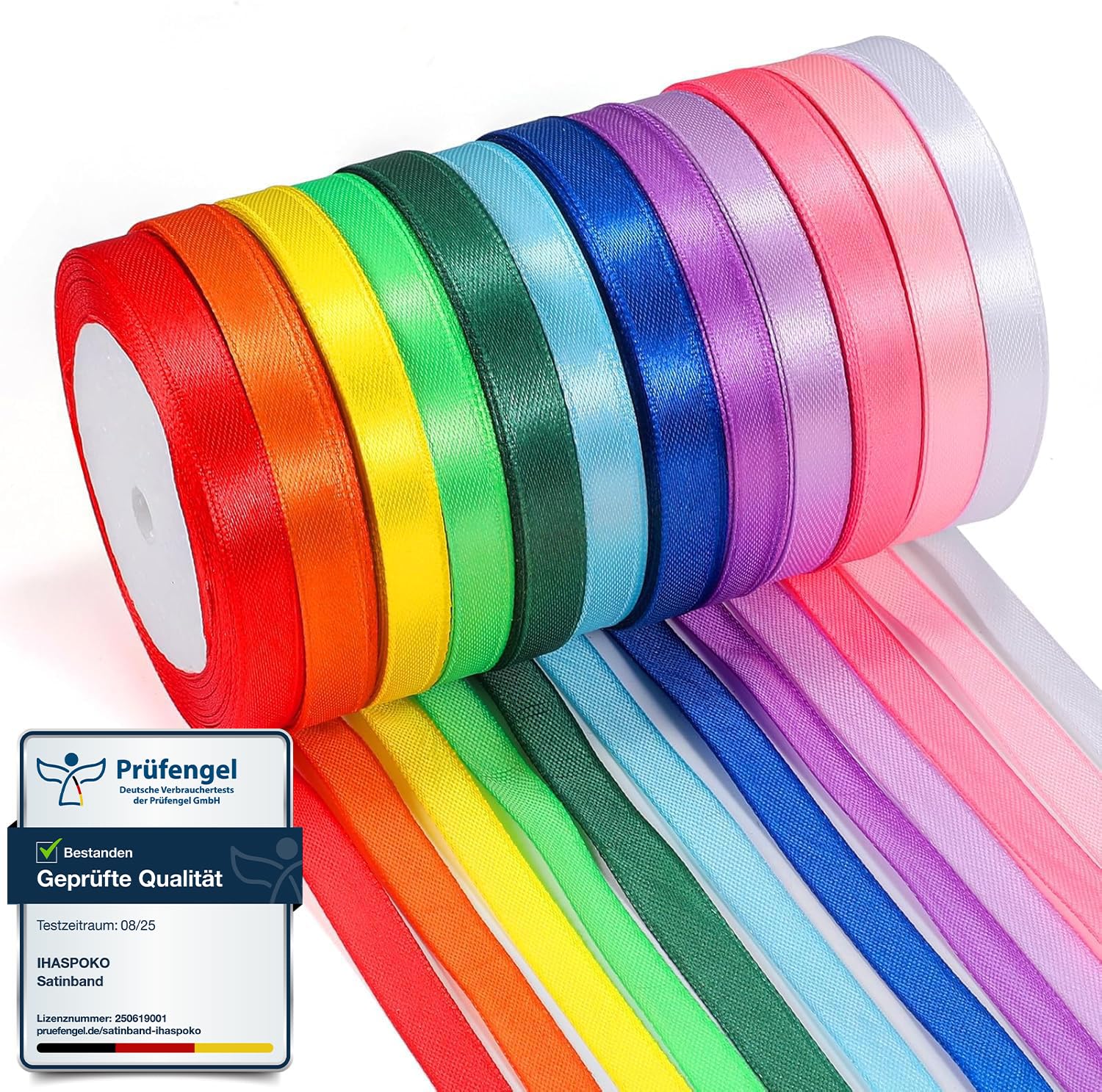 ihaspoko 12 Colours Polyester Satin Ribbon, 10mm x 22 Meters Satin Ribbon for DIY Art & Crafts, Gift Wrapping, Balloons, Bows,Holiday Decorations โ image 1