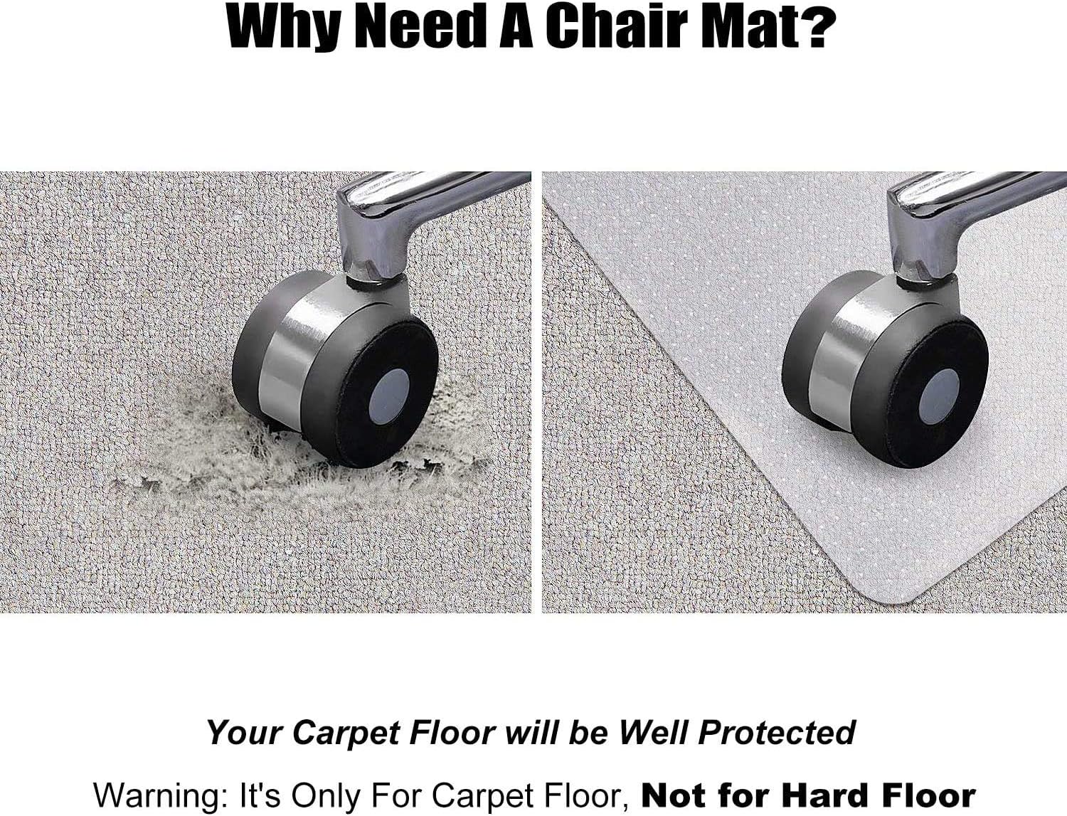 Seteol Chair Mat for Carpets, 36" x 48" with Lip Transparent Thick Sturdy Desk Chair Floor Protector Office Mats for Low, Standard and No Pile Carpeted Floors (36" x 48'' with Lip) : Office Products
