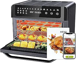 Gevi Air Fryer Toaster Oven Combo, Large Digital LED Screen Convection Oven with Rotisserie and Dehydrator, Extra Large Capacity Countertop Oven with Online Recipes