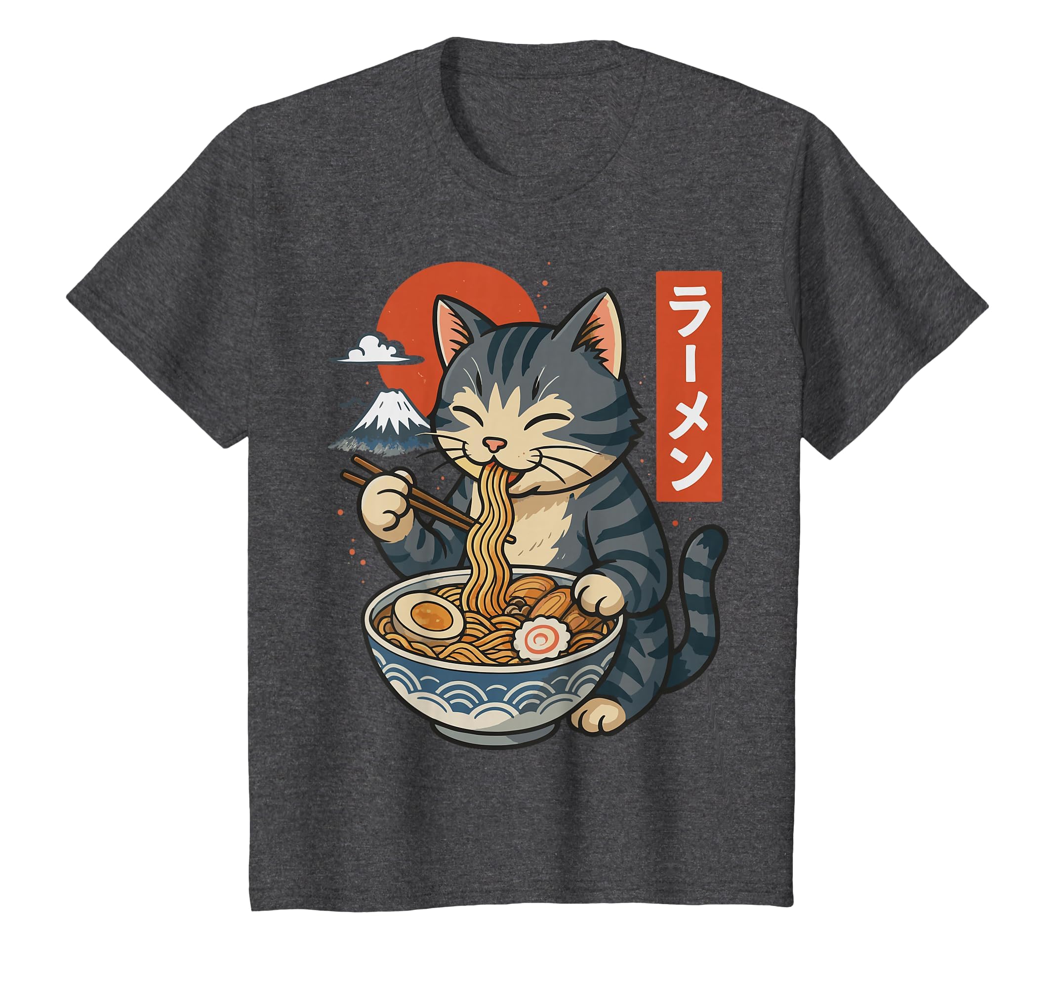Anime Cat Eating Ramen Retro Kawaii Ramen Cat T-Shirt