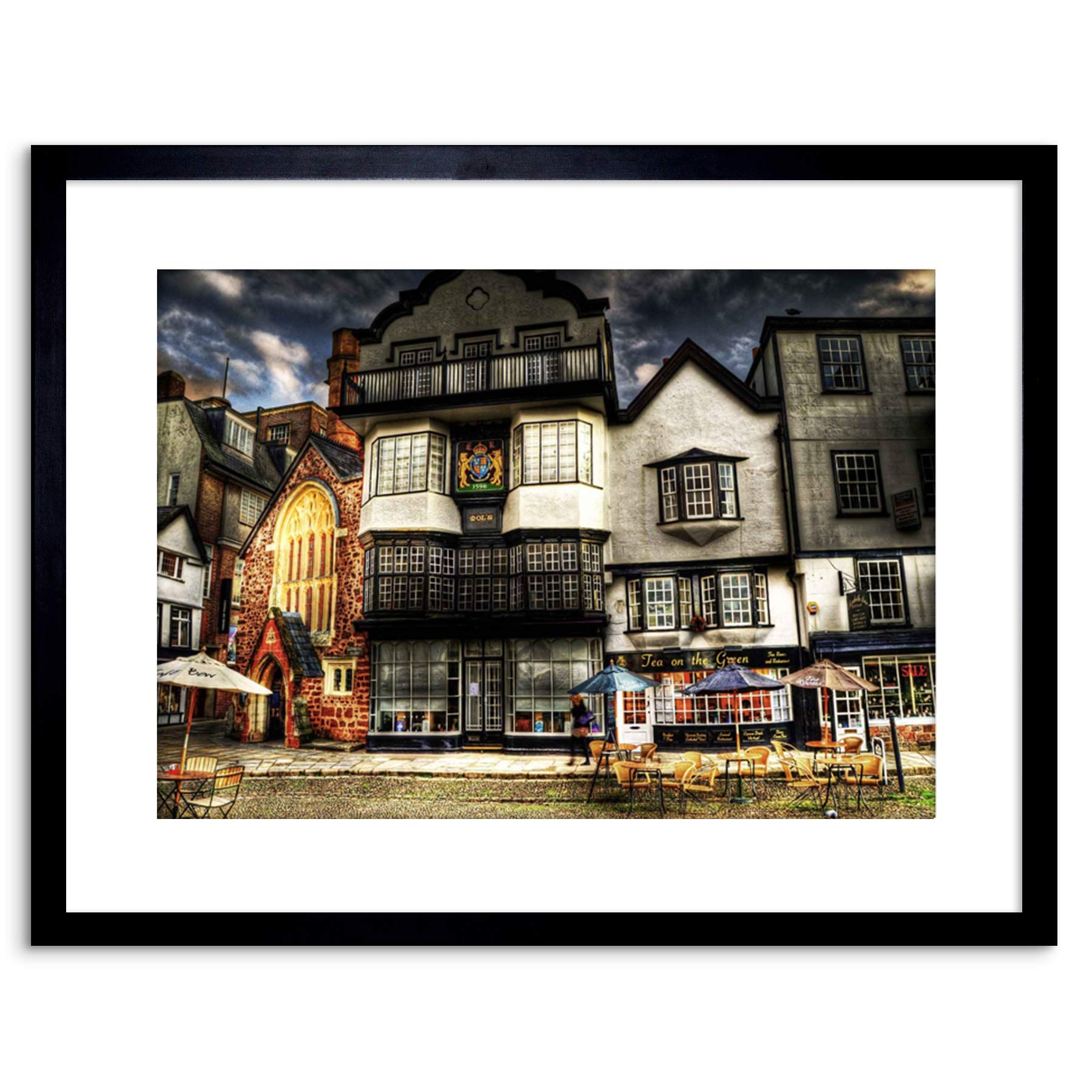 Wee Blue Coo PHOTO CITYSCAPE EXETER DEVON ENGLAND CATHEDRAL CLOSE FRAMED PRINT F97X5488