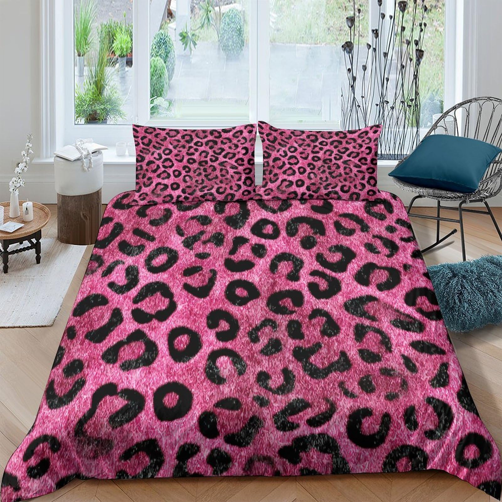 Ctjqhvkz Style-3 3D Printed Pink Leopard Fitted Sheet Microfiber Soft Animal Pattern Bed Cover For Bedroom Guest Room Decor Single（135X200cm）